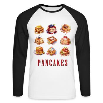 Crêpes à la crème de fruits et chocolat - T-shirt baseball manches longues Homme - blanc/noir - Devant - Nik (191cm)