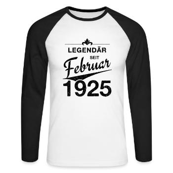 100ème Anniversaire Légendaire Février 1925 Volume 25 - T-shirt baseball manches longues Homme - blanc/noir - Devant - Nik (191cm)