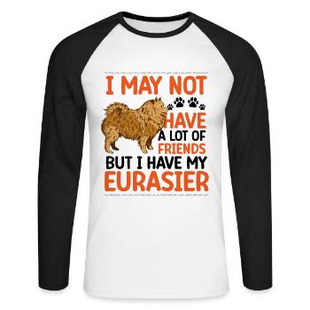 Eurasier est mon ami le Spitz Eurasien - T-shirt baseball manches longues Homme - blanc/noir - Devant - Nik (191cm)