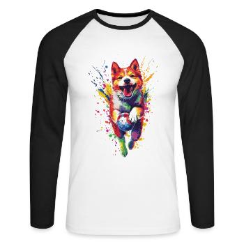 Akita - Unisex Baseballshirt langarm - Weiß/Schwarz - Vorne - Nik (191cm)