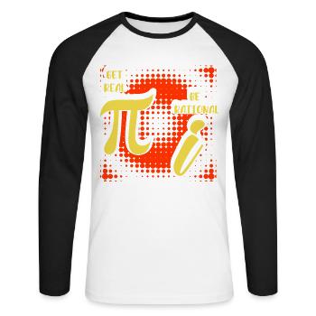 Mathe-Humor – Pi vs. imaginäre Zahl - Unisex Baseballshirt langarm - Weiß/Schwarz - Vorne - Nik (191cm)