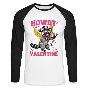 Valentinstag Waschbär Engelflügel Lustig Amor Herz - Unisex Baseballshirt langarm - Weiß/Schwarz - Vorne - Nik (191cm)