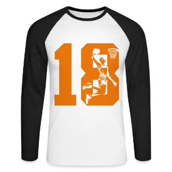 NUMÉRO 18 BASKETBALL 18E ANNIVERSAIRE - T-shirt baseball manches longues Homme - blanc/noir - Devant - Nik (191cm)