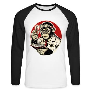 Scientist gorilla with test tube - Unisex Long Sleeve Baseball T-Shirt - white/black - Front - Nik (191cm)