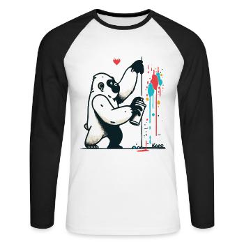 Graffiti gorilla with spray can - Unisex Long Sleeve Baseball T-Shirt - white/black - Front - Nik (191cm)