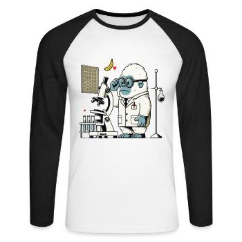 Wissenschaftler-Gorilla-Affe im Labor - Unisex Baseballshirt langarm - Weiß/Schwarz - Vorne - Nik (191cm)