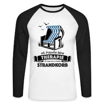 Ich brauche keine Therapie - Strandkorb - Unisex Baseballshirt langarm - Weiß/Schwarz - Vorne - Nik (191cm)