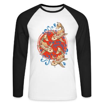 Koi Fish Koi Carp Lovers - Unisex Long Sleeve Baseball T-Shirt - white/black - Front - Nik (191cm)
