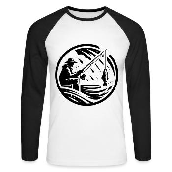 Pêcheurs à la ligne - T-shirt baseball manches longues Homme - blanc/noir - Devant - Nik (191cm)