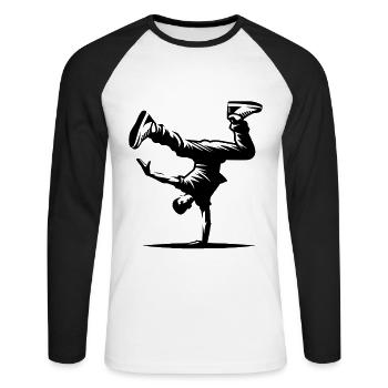 Breakdancing - Unisex Long Sleeve Baseball T-Shirt - white/black - Front - Nik (191cm)
