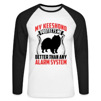 Wolfspitz protects me better Keeshond - Unisex Long Sleeve Baseball T-Shirt - white/black - Front - Nik (191cm)