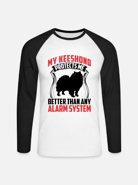 Wolfspitz protects me better Keeshond - Unisex Long Sleeve Baseball T-Shirt - white/black