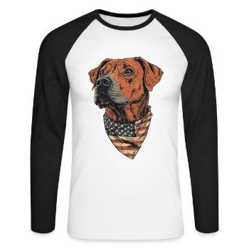 Rhodesian Ridgeback - Unisex Baseballshirt langarm - Weiß/Schwarz - Vorne - Nik (191cm)