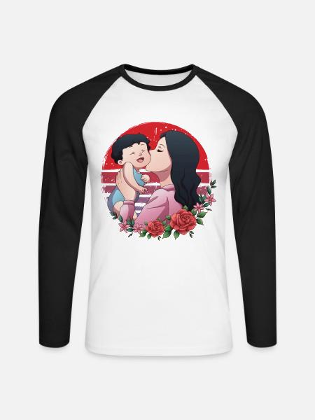 Maman de la fée Une - T-shirt baseball manches longues Homme - blanc/noir