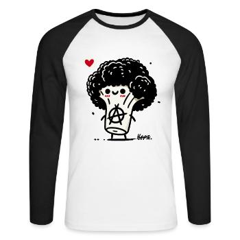 drôle de légume anarcho brocoli punk - T-shirt baseball manches longues Homme - blanc/noir - Devant - Nik (191cm)