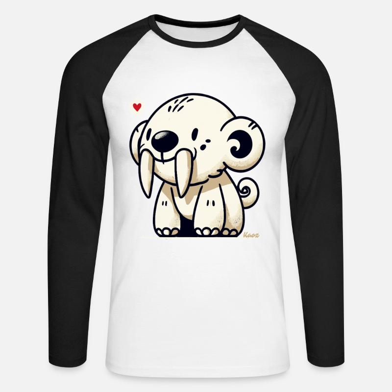 Süßes Säbelzahn-Tier - Unisex Baseballshirt langarm - Weiß/Schwarz