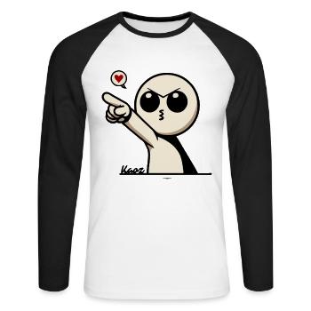 Cute cartoon man with heart - Unisex Long Sleeve Baseball T-Shirt - white/black - Front - Nik (191cm)
