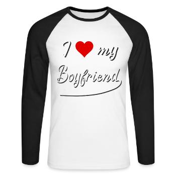 ❤️ Liebe Paar Valentinstag Geschenk Freund Love - Unisex Baseballshirt langarm - Weiß/Schwarz - Vorne - Nik (191cm)