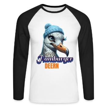 Hamburg Hamburger Deern Bonnet Seagull d’Allemagne du Nord - T-shirt baseball manches longues Homme - blanc/noir - Devant - Nik (191cm)