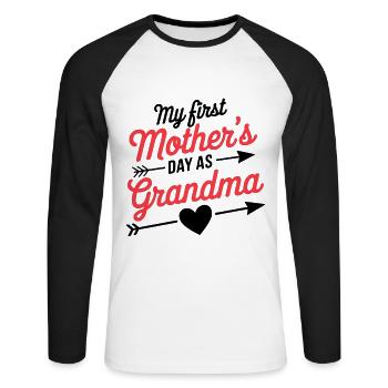Mamie : Ma première fête des mères en tant que grand-mère - T-shirt baseball manches longues Homme - blanc/noir - Devant - Nik (191cm)