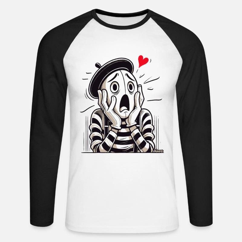 Dramatischer Pantomime – Liebe oder Verzweiflung? - Unisex Baseballshirt langarm - Weiß/Schwarz