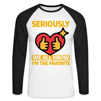 Sérieusement, nous savons tous que je suis le favori - T-shirt baseball manches longues Homme - blanc/noir - Devant - Nik (191cm)