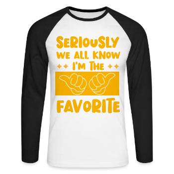 Sérieusement, nous savons tous que je suis le favori - T-shirt baseball manches longues Homme - blanc/noir - Devant - Nik (191cm)