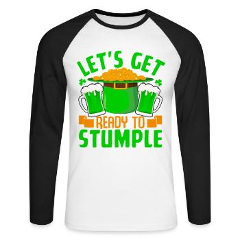 Let's get Ready to Stumple - Unisex Long Sleeve Baseball T-Shirt - white/black - Front - Nik (191cm)