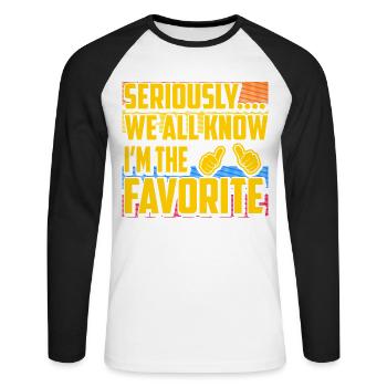 Sérieusement, nous savons tous que je suis le favori - T-shirt baseball manches longues Homme - blanc/noir - Devant - Nik (191cm)
