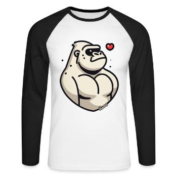 Strong, proud and charming – Gorilla - Unisex Long Sleeve Baseball T-Shirt - white/black - Front - Nik (191cm)