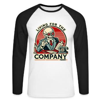 Office life for the company, working until death - Unisex Long Sleeve Baseball T-Shirt - white/black - Front - Nik (191cm)