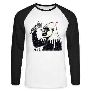 Gorilla artist, customer with brush and paint - Unisex Long Sleeve Baseball T-Shirt - white/black - Front - Nik (191cm)
