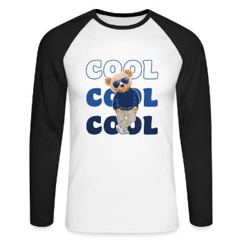 Cool Teddy Bear with Sunglasses - Cool - Unisex Long Sleeve Baseball T-Shirt - white/black - Front - Nik (191cm)