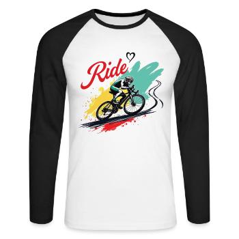 Vélo de route Vélo de route Vélos de route pour les amateurs de cyclisme Motard - T-shirt baseball manches longues Homme - blanc/noir - Devant - Nik (191cm)