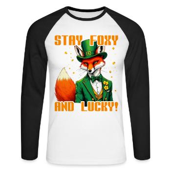 Stay Foxy and Lucky St. Patrick's Day - Unisex Long Sleeve Baseball T-Shirt - white/black - Front - Nik (191cm)