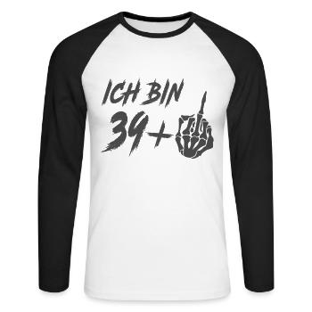 ich bin 39 + Mittelfinger 40 Geburtstag - Ich bin - Unisex Baseballshirt langarm - Weiß/Schwarz - Vorne - Nik (191cm)