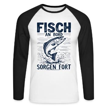 Angeln Angler Fischer Fischen Angel Spruch - Unisex Baseballshirt langarm - Weiß/Schwarz - Vorne - Nik (191cm)