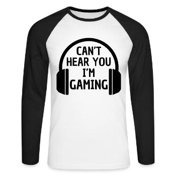 Lustiger Gaming Spruch für Zocker - Unisex Baseballshirt langarm - Weiß/Schwarz - Vorne - Nik (191cm)