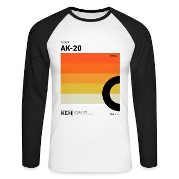 80er Design Kassette Label Motiv Farbverlauf - Unisex Baseballshirt langarm - Weiß/Schwarz - Vorne - Nik (191cm)