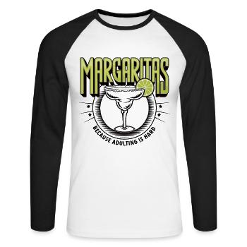 Margaritas, weil Erwachsenwerden schwer ist Lustiges Getränk - Unisex Baseballshirt langarm - Weiß/Schwarz - Vorne - Nik (191cm)