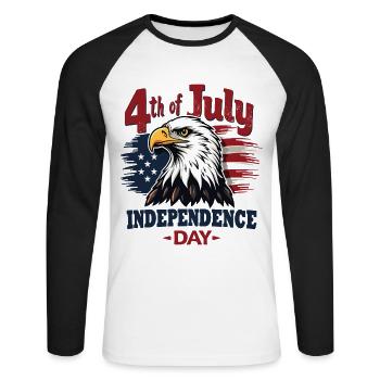 Amerika USA Adler 4th July Independence Day - Unisex Baseballshirt langarm - Weiß/Schwarz - Vorne - Nik (191cm)