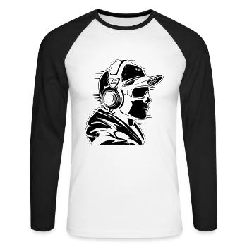 Game Lovers - Unisex Long Sleeve Baseball T-Shirt - white/black - Front - Nik (191cm)