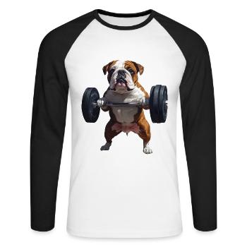 Bulldogge - Unisex Baseballshirt langarm - Weiß/Schwarz - Vorne - Nik (191cm)