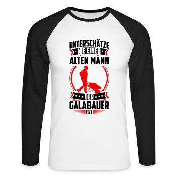Vieil homme le paysagiste paysagiste est paysagiste - T-shirt baseball manches longues Homme - blanc/noir - Devant - Nik (191cm)