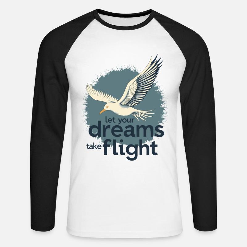 Let Your Dreams Take Flight Möwe Vogel - Unisex Baseballshirt langarm - Weiß/Schwarz