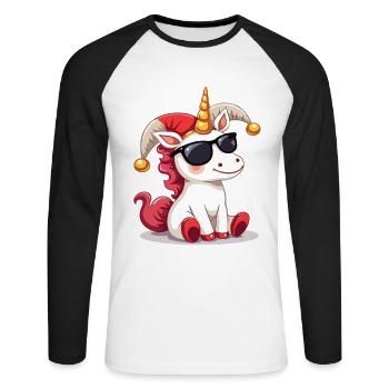 Karneval Karneval Einhorn Fasching Karneval Kostüm - Unisex Baseballshirt langarm - Weiß/Schwarz - Vorne - Nik (191cm)