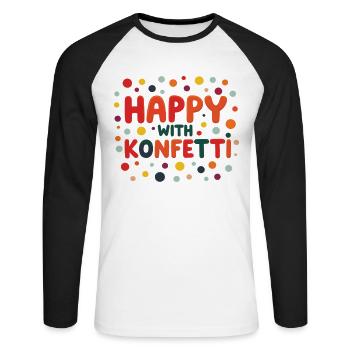 Costume de carnaval heureux avec des confettis carnaval - T-shirt baseball manches longues Homme - blanc/noir - Devant - Nik (191cm)