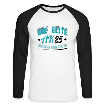 Promotion 2025 Diplôme d’études secondaires Matura - T-shirt baseball manches longues Homme - blanc/noir - Devant - Nik (191cm)