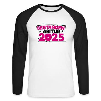 Abitur 2025 Abireise Abifeier Abifahrt Abiturient - Unisex Baseballshirt langarm - Weiß/Schwarz - Vorne - Nik (191cm)
