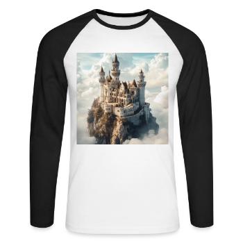 Mittelalterliche Burg - Unisex Baseballshirt langarm - Weiß/Schwarz - Vorne - Nik (191cm)